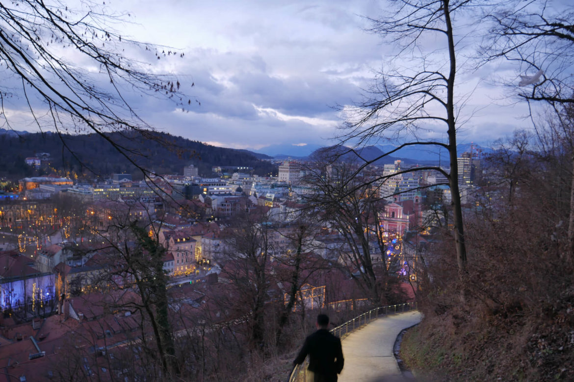 Abenddämmerung in Ljubljana