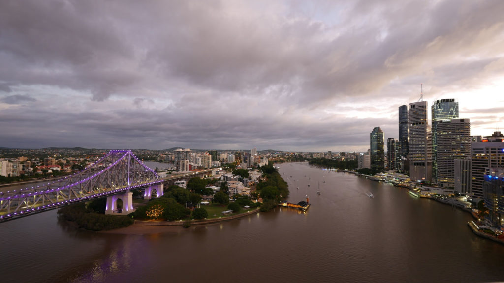 Brisbane Australien 2020. Ausblick Abenddämmerung