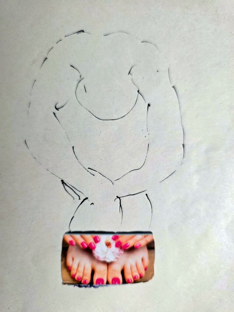 Pediküre, Maniküre, Collage, Skizze von Eva Vones, Türkei.