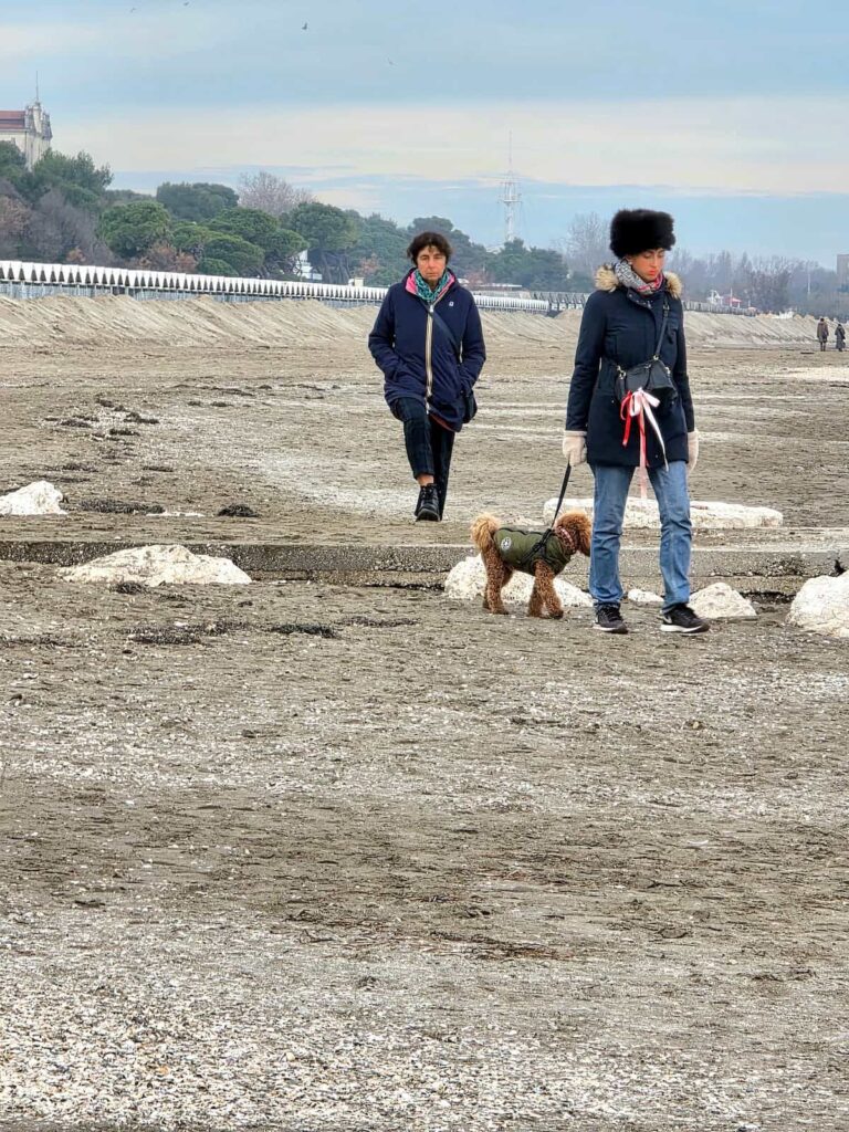 Strandspaziergang am Strand von Lido Venedig